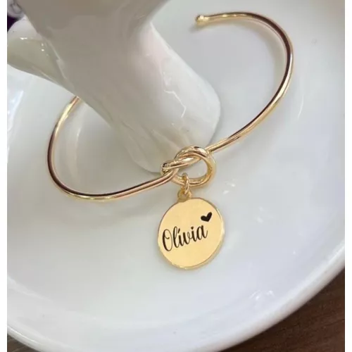 Bracelete Nó Com Pingente Personalizado Banhado a ... - A S JOIAS E SEMIJOIAS