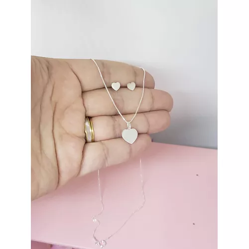 Conjunto Brinco e Gargantilha Em Prata 925 CoraÇÃo... - A S JOIAS E SEMIJOIAS