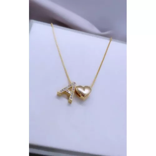 Colar Banhado a Ouro Com Inicial Personalizada Cra... - A S JOIAS E SEMIJOIAS