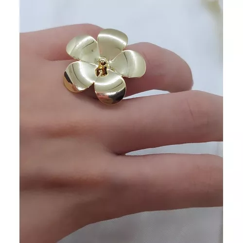 Anel Ajustável Flor Banhado a Ouro - 999.71.10 - A S JOIAS E SEMIJOIAS