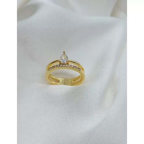 Anel Duplo Com Gota Banhado a Ouro - 978.15 - A S JOIAS E SEMIJOIAS