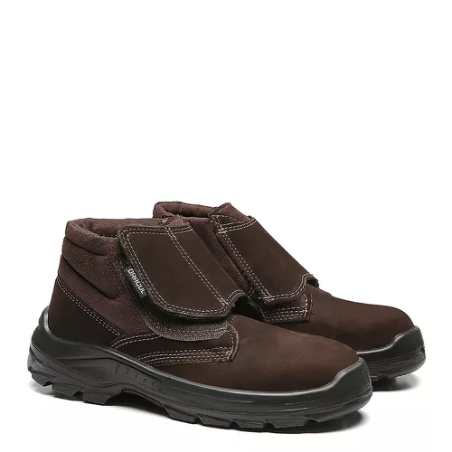 PETRO BVL BOTINA VELCRO NOBUCK MARROM CAFÉ BICO PLÁSTICO - Bracol