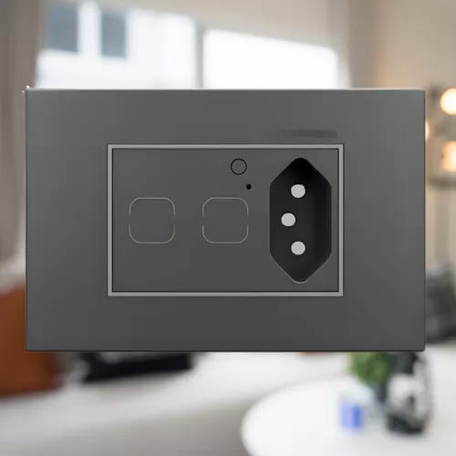mebiuse⭐ Interruptor Duplo e Tomada 10a Inteligente Zigbee Titânio Aura