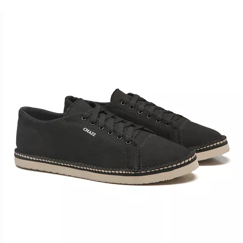 tenis espadrille cacareco chazz couro preto all black | LOJA CHAZZ