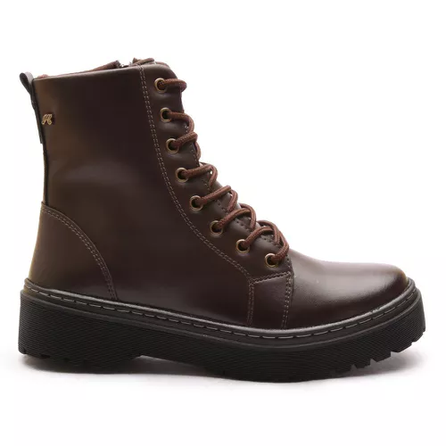 Bota Coturno Feminino Com Cadarço e Zíper Lateral ... - ELITEDOSPES