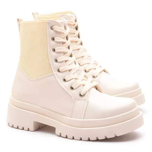 Bota Coturno Feminino Com Cadarço e Zíper Lateral ... - ELITEDOSPES
