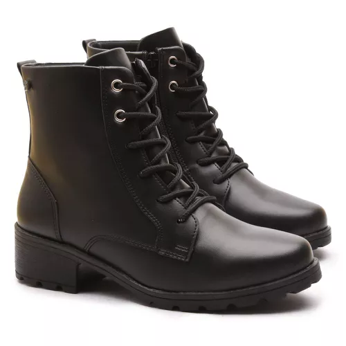 Bota Coturno Feminino Com Cadarço e Zíper Lateral ... - ELITEDOSPES