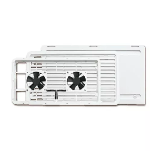 Grade De Ventilacao Externa Branca com ventoinha dupla 518X278MM