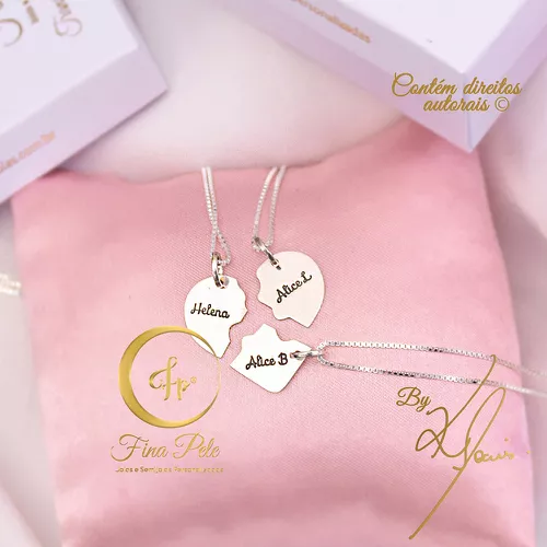 Colar Amizade 3 unidades - Prata 925 - 055 - FINA PELE Joias e Semijoias Personalizadas