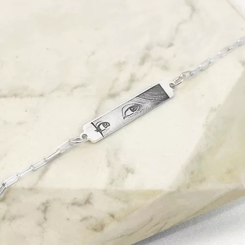 Pulseira Plaquinha Olhar Personalizada Folheado em... - IAIÁ Semijoias