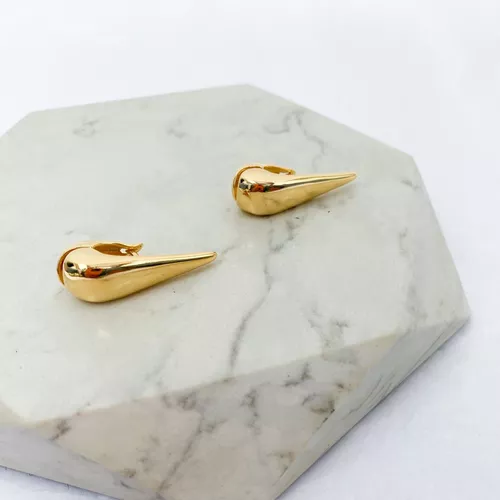 Brinco Argola Gota Trava Folheado em Ouro 18k - IAIÁ Semijoias