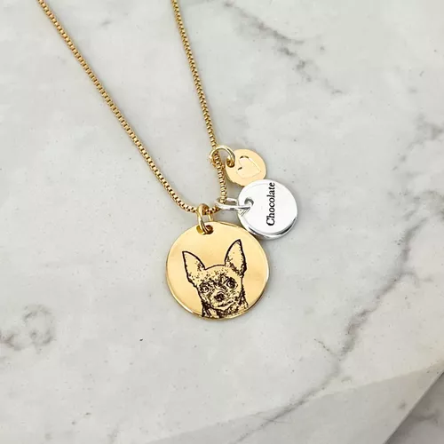 Colar Medalha M + P Personalizada Mix de Banhos - IAIÁ Semijoias