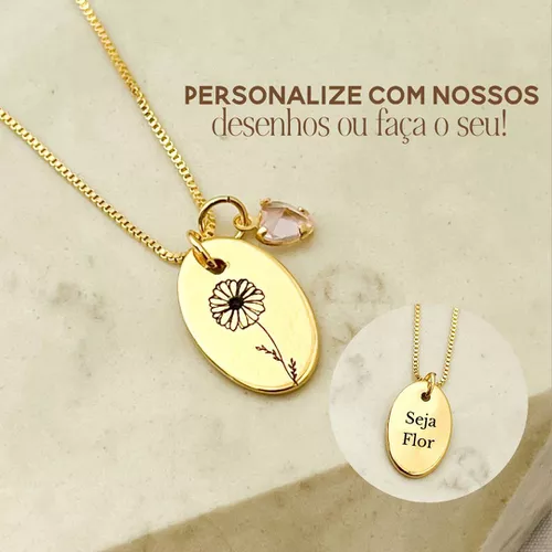 Colar Flower Personalizado Banhado a Ouro 18k - IAIÁ Semijoias