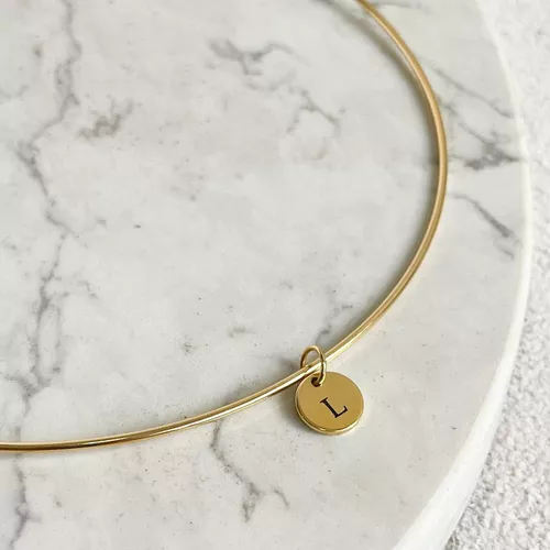 Colar Choker Aro com Medalha P Personalizada Banha... - IAIÁ Semijoias