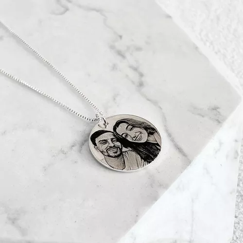 Colar Medalha G Personalizada Folheado em Prata 92 - IAIÁ Semijoias