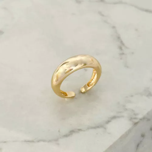 Anel Abaulado Liso Regulável Banhado a Ouro 18k - IAIÁ Semijoias