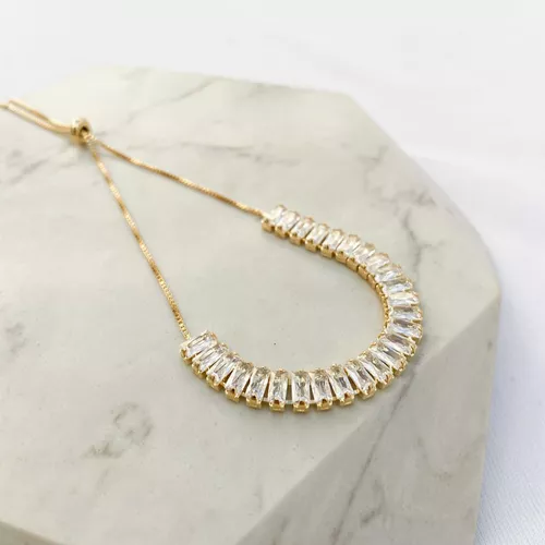 Pulseira Riviera baguete Folheado em Ouro 18k - IAIÁ Semijoias