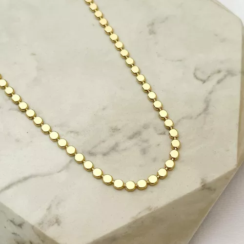 Colar Choker Bolinhas Achatadas G Folheado em Ouro... - IAIÁ Semijoias