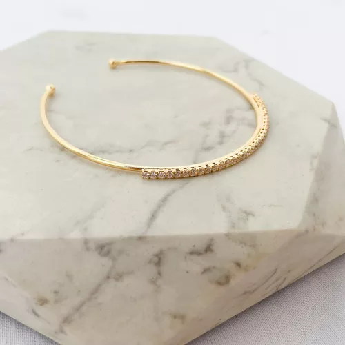 Bracelete Cravejado Folheado em Ouro 18k - IAIÁ Semijoias