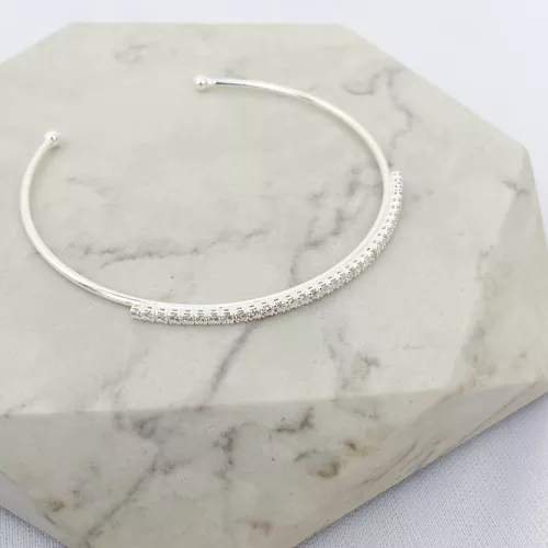 Bracelete Cravejado Folheado em Prata 925 - IAIÁ Semijoias