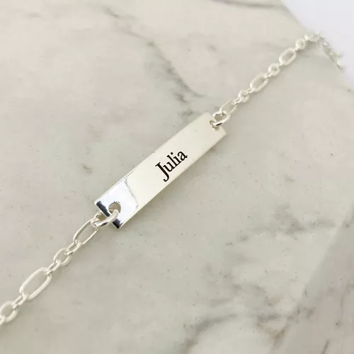 Pulseira Plaquinha Personalizada Infantil Folheado... - IAIÁ Semijoias