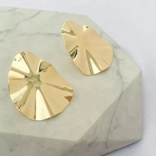 Brinco chapa oval Folheado em Ouro 18k - IAIÁ Semijoias