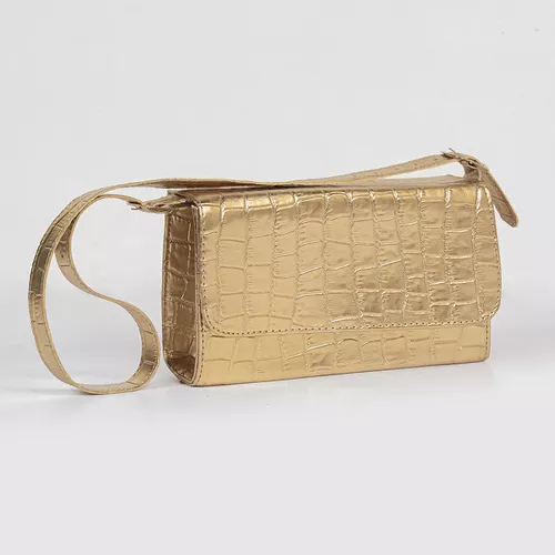 Bolsa Feminina Metalizada Dourado - Immateriale Bolsas
