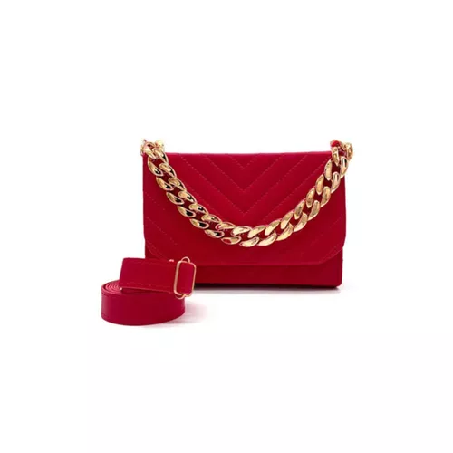 Linda Bolsa Clutch com Corrente Grossa cor Vermelha