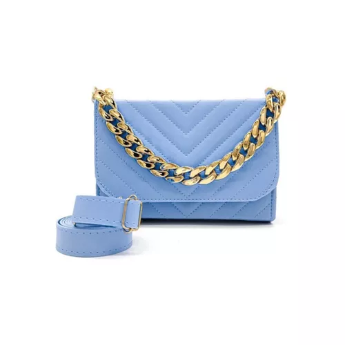 Linda Bolsa Clutch com Corrente Grossa cor Azul