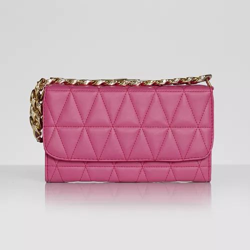 Linda Bolsa Clutch com Corrente Grossa cor Pink