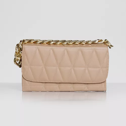 Linda Bolsa Clutch com Corrente Grossa cor nude