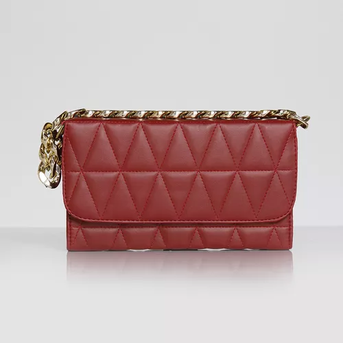Linda Bolsa Pequena com Corrente Grossa cor vermelha