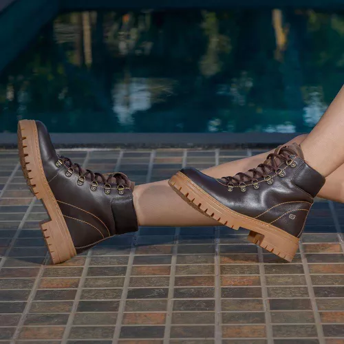  Bota Coturno Feminino Alba Café - Alba Café - LEEFOOT