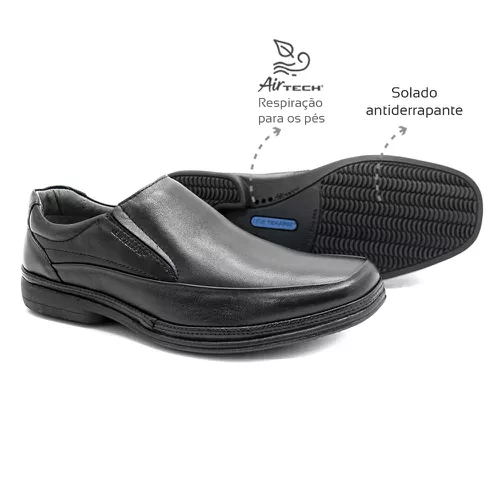 Sapato Social Masculino Conforto Couro Preto Levet... - Levecomfort Calçados
