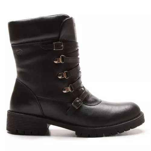 Bota/Coturno Feminina Kader Woman Couro Plume Pret... - LOJA CALPRADO