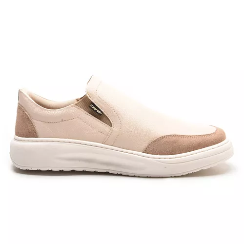 Tenis Slip On Couro Off White - KA-2134A OFFWHITE - LOJA CALPRADO