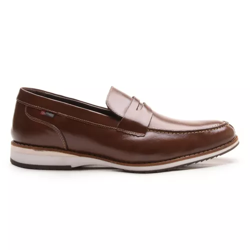 SAPATO MASCULINO MOCASSIM CHOCOLATE EM COURO - KA-... - LOJA CALPRADO