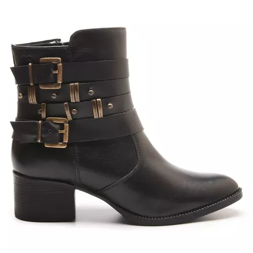 Bota/Coturno Feminina Kader Woman Couro Confort Pr... - LOJA CALPRADO