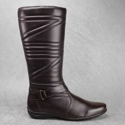 Bota Feminina Cano Médio Rasteira Couro Legítimo - Loja Miuzzi