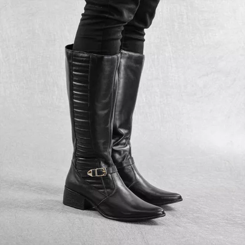 Bota Feminina Montaria Couro Legítimo Cano Longo - Loja Miuzzi