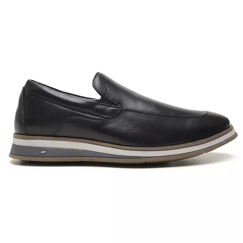 Sapato Jota Pe Casual Preto em Couro Air Leeds | MADOK