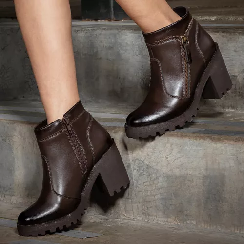 Coturno Molly Feminino Café com Fechamento Lateral... - MOLLY