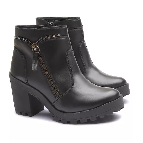 Coturno Molly Feminino Preto com Fechamento Latera... - MOLLY