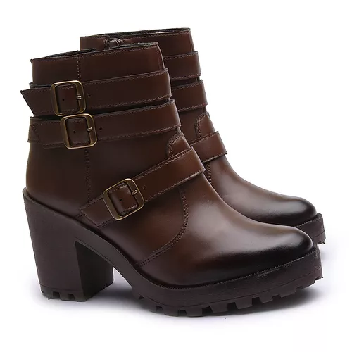 Coturno Molly Feminino Chocolate com Fechamento La... - MOLLY