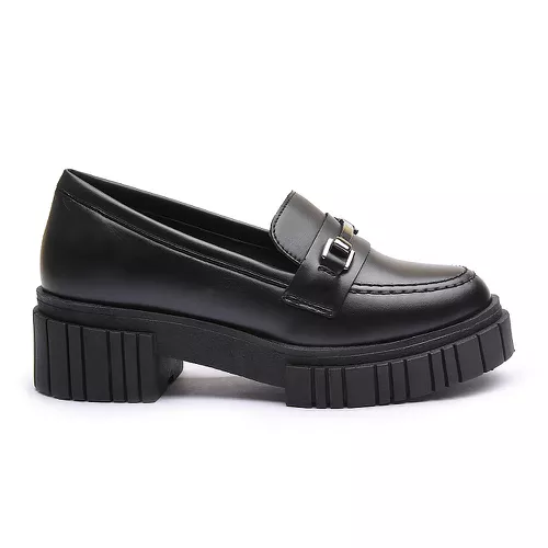 Mocassim Molly Feminino Tratorado Preto com Metal ... - MOLLY