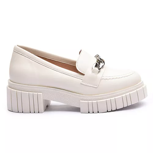 Mocassim Molly Feminino Tratorado Off White com Me... - MOLLY