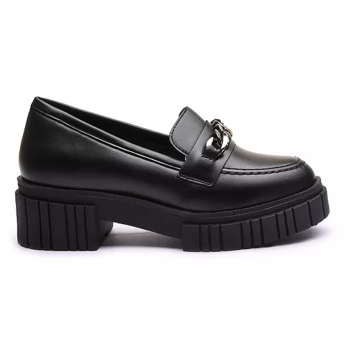 Mocassim Molly Feminino Tratorado Preto com Metal ... - MOLLY