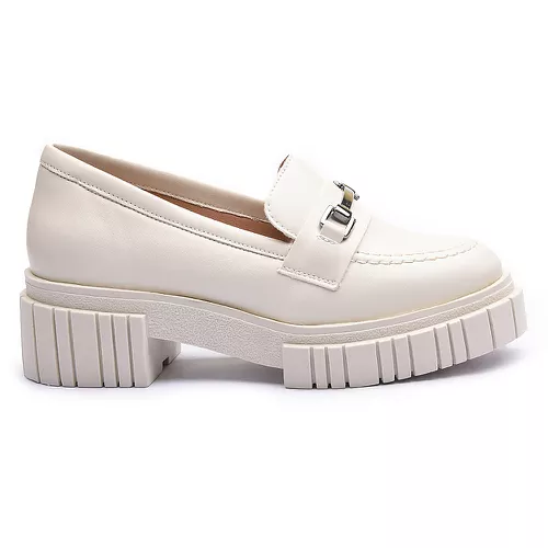Mocassim Molly Feminino Tratorado Off White com Me... - MOLLY
