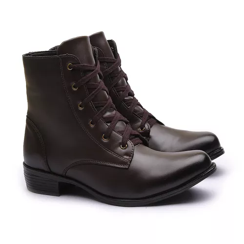 Bota Molly Feminino com Atacador Café - 0543-CAFÉ - MOLLY