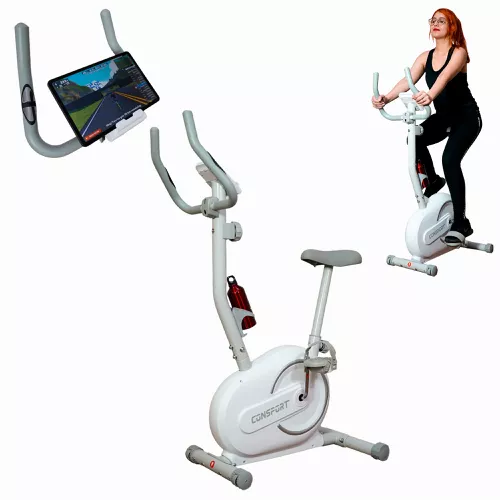 Bicicleta Vertical V-1000 Connect - Branca - Consp... - Natural Fitness
